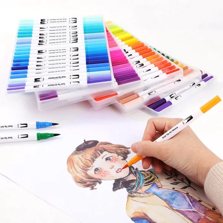 12/24/36/48PCS%20Colors%20FineLiner%20Dual%20Tip%20Brush%20Pens%20Drawing%20Painting%20Watercolor%20Art%20Marker%20Pens%20School%20Supplies%20-%20Image%205