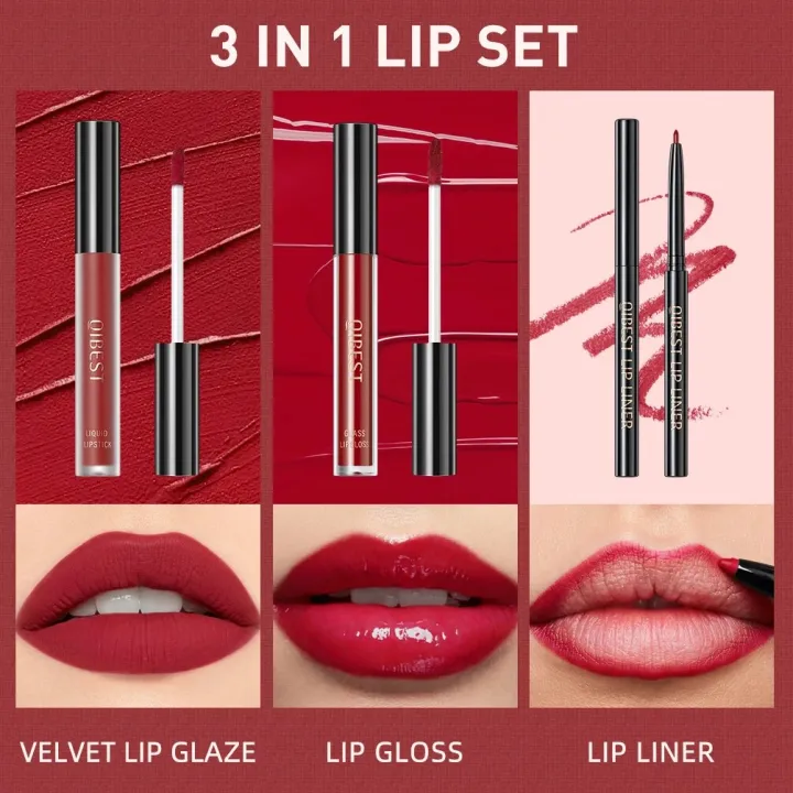 3pcs%20Lip%20Makeup%20Sets%20Lip%20Gloss%20Glaze%20Tint%20Long-lasting%20Matte%20Liquid%20Lipstick%20Waterproof%20Sweatproof%20Lip%20Liner%20Pencil%20Contour%20Kits%20-%20Image%202
