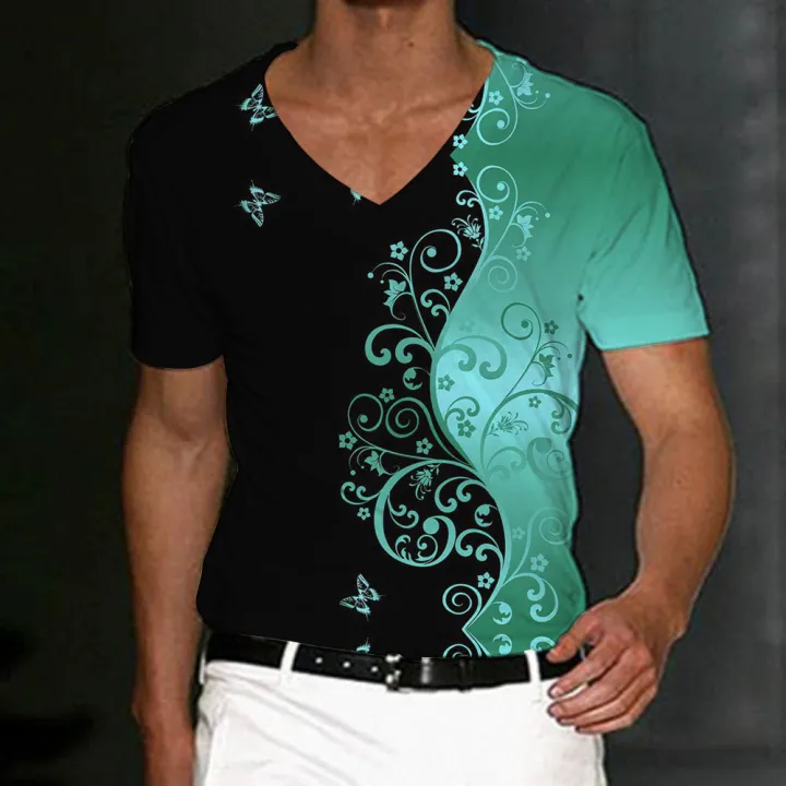 Luxury%20T-Shirt%20For%20Men%203d%20Flower%20V-Neck%20Men'S%20Clothing%20Street%20Daily%20Tops%20Loose%20Oversized%20Sportswears%20Summer%20Casual%20Short%20Sleeves%20-%20Image%206