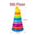 Children's Little Yellow Duck Rainbow Tower Stacking Circle Baby Early Childhood Education Puzzle Ring Montessoris Toy Kids.