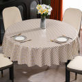 European style large round tablecloth, waterproof and oil-proof non-wash, PVC tablecloth, hotel household lattice, round dining table cloth, platice.