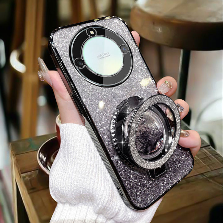 Phone%20cover%20Honor%20X9b%20Honor%20X9A%20Honor%20X9%204G%20Honor%20X9%205G%20Back%20cover%20case%20Transparent%20Hourglass%20Funnel%20Quicksand%20Finger%20Ring%20Metal%20Phone%20Holder%20Girls%20Ladies%20Case%20-%20Image%203