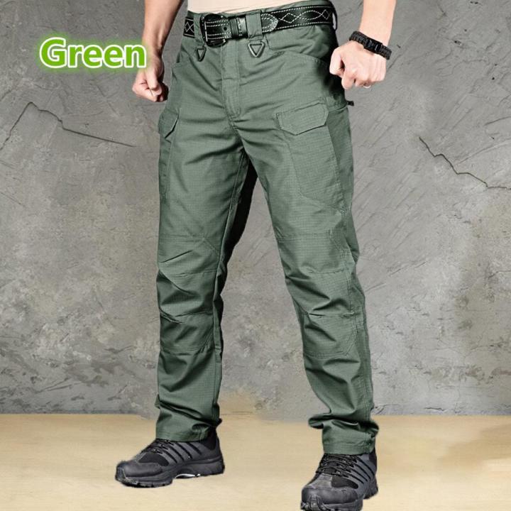 Plus Size Men Casual Cargo Pants Outdoor Hiking Trekking Sweatpants Slim Multi cket Trousers