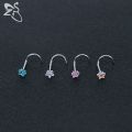ZS 3-12pcs/lot Stainless Steel Nose Stud Set Round Heart Star CZ Crystal Nose Piercings 3MM L Shape Nostril Piercing Jewelry 20g. 