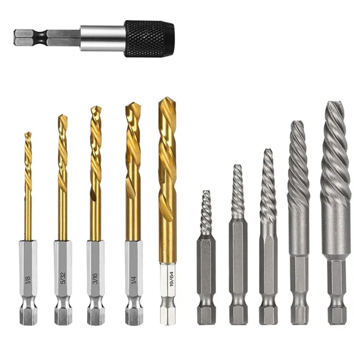 11 Pieces Screw Extractor Set Easy Out Bolt Extractor Set Reverse Drill Bit Extractor Set for Removing Broken Screws