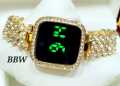 Exclusive Screen Touch LED Display Stainless steel All Material Diamond Card Stone Fashionable Women Watch. 
