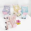 Mini Shopping Cart Simulation Supermarket Handcart Kids Craft Toy Shopping Utility Cart Storage Toy Holder Gifts for Children.