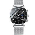 CRNAIRA C829 Men's Quartz Watch Stainless Steel Mesh Watches Calendar Wristwatch for Men.