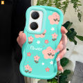 AMORVOR for Vivo Y03 Y18 Y18E Y18S Back Cover Pretty Flowers Pattern Luxury Phone Case Macaron Wave Soft Silicone Mobile Cover.