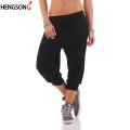 Women Casual Harem Pants Solid Loose Joggers 3/4 Pants Female Capri Pants Calf-Length Drawstring Trousers Street Wear Trouser.