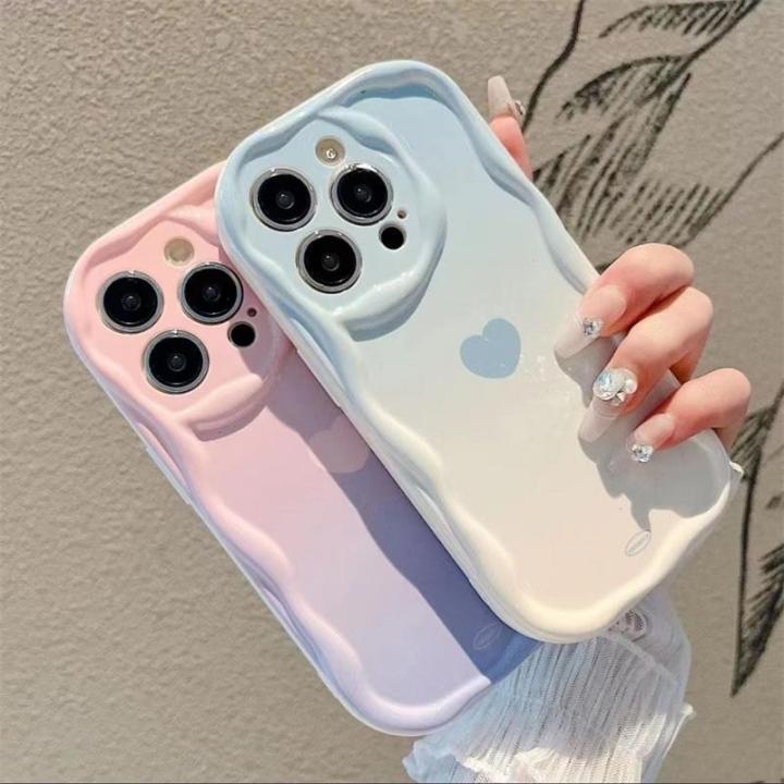 Gradient Love Heart Phone Case for OPPO Realme 11 10 4G 5 6 7 Pro 8 7i GT 3 Reno 8T 5G 7Z 8Z A57 A77 5G Wave Edge Soft Cover