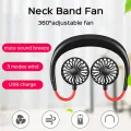 Neck Fan Portable Hand Free Mute Strong Wind Angle Adjustable USB Rechargeable Neck Fan Wearable Suitable for Outdoor without lighting. 