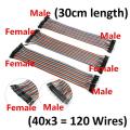 120 Wires set- Arduino jumper connecting wires male female all types. 