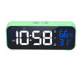 Digital Alarm Clock With Voice Control Temperature Humidity Display Snooze Music Table Watch USB Rechargeable Mirror LED. 