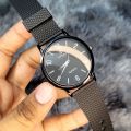 Stylist Black Belt Analog Wrist Watch For Men - Black.