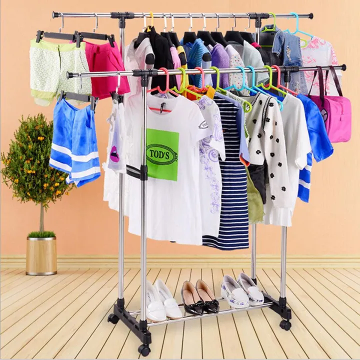 Cloth Set Rack Rest Double Stand Adjustable Garment Cloth Rack-????,???? ????? | Daraz.com.bd