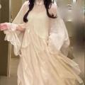 Retro Style New Chinese Style Super-Fairy Spaghetti-Strap Dress Suit Women's Summer Coat Thin Type Sunscreen Cardigan Strap Dress. 