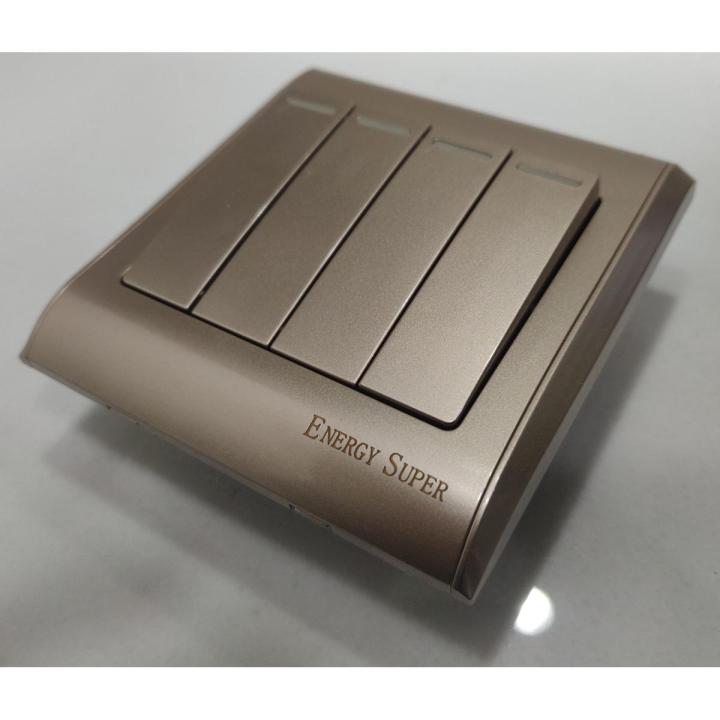 Energy Super 10A Gold Four Gang Prime Caliber 4 Electrical Wall Switch