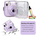 【Hengli jewelry story】（NEW）Crystal Camera Case Protective Clear Case with Adjustable Rainbow Strap for Fujifilm Instax Mini 11 Cameras Accessories. 