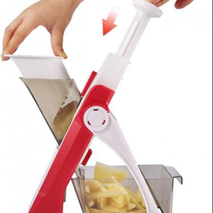 BRAVA Stainless Steel Adjustable Slicer with Spring Slicer Safety Holder Mandoliner for Multipurpose Vegetable & Fruit Chopper Cutter Grater Ideal for Potato, Onion, Carrots, Salad