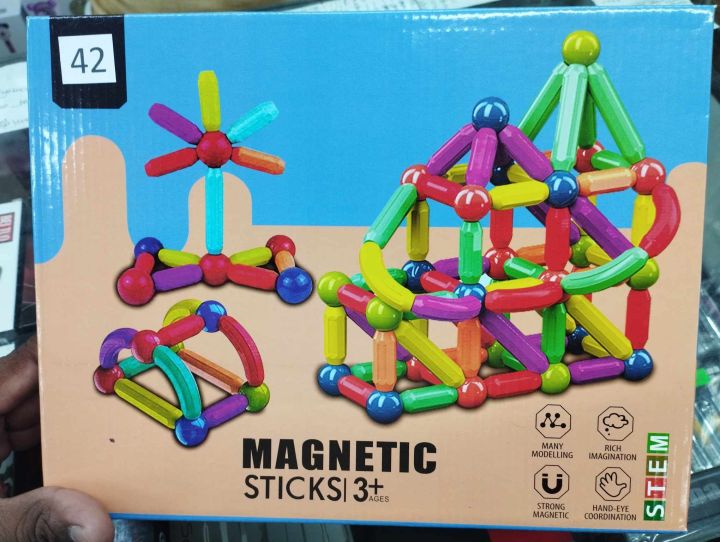 42 Pcs Magnetic Constructor Blocks Set Toys for Kids Magnet Stick Rod Building Blocks