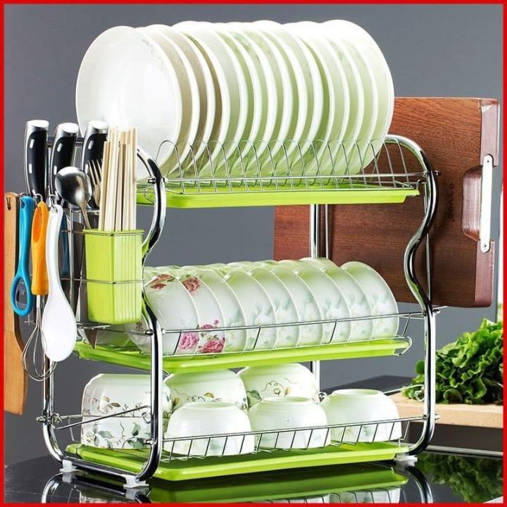Modern design 3 tier kitchen dish drying rack.