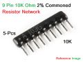 3Pcs- Resistor A09-103 Network 9 Pin 10K Commoned Resistor 10K Ohm Tolerance ±2% Common Connected Network Array Resistor Electronics Circuitry & Parts. 