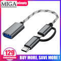 2 In 1 Type C Micro USB Male To USB 2.0 Female OTG Converter Adapter For Mobile Phone Tablet U Disk Card Reader. 