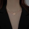 Interlocked Double Heart Necklace Stainless Steel Hollow Heart Pendant Clavicle Necklace Women Sisters Jewelry. 