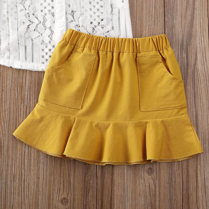 (New)%20baby%20girl%20pageant%20lace%20T-shirt%20White%20top%20&%20Tutu%20yellow%20skirt%20party%20outfits%20clothes%202PCs%20set%20-%20Image%204