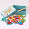 Moulty Wooden Magnetic Fishing Game Toys for Toddlers, Montessori Toys with 2 Magnet Poles 15 PCS Magnetic Fishing Toys for Boys and Girls.