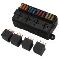 12 Way Blade Fuse Holder Box with Spade Terminals and Fuse 4PCS 4Pin 12V 80A Relays for Car Truck Trailer and Boat. 