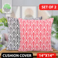 Cotton Cushion Cover_Red & Black_(14"x14")_Set of 2_Only Cover. 