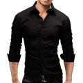 Black Cotton Long Sleeves Casual Shirt For Men. 