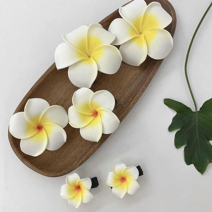 Women Plumeria Flower Hair Clips Girls Aesthetic Hairpins Egg Flower Barrette Hawaiian Wedding Party Bag Hair Accessories 2024