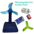 Rechargeable Fan Combo Pack - (3.7v DC Motor + Propeller Fan + TP4056 Charging Module + Casing Holder + Rocker Switch). 
