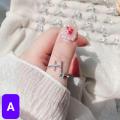 Alphabet Letters Stone Rings for Women, Adjustable Initial Letter Ring Gift for Women, Name Word Finger Ring for Party, Wedding, Dating, Festivals, Birthday. 