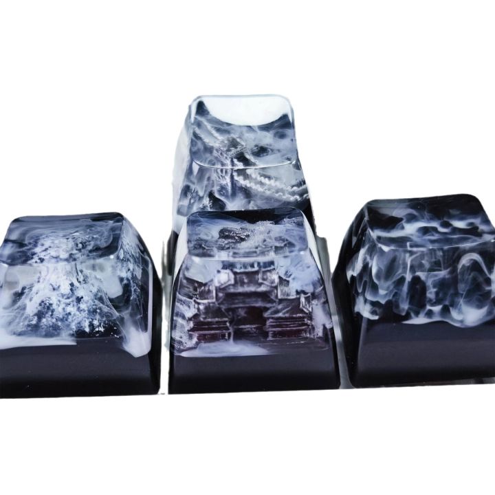 Mechanical%20keyboard%20personality%20keycaps%20translucent%20resin%20Great%20Wall%20Snow%20Mountain%20Valley%20Gulou%20ink%20wind%20keycaps%20-%20Image%205
