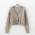 Autumn Winter Short High Waist Solid Color Sweater Women Single-breasted Knit Cardigan Small Sweter Women Jacket New Top Femme. 