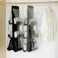 6 Pockets Hanging Storage Bag Purse Handbag Tote Bag Storage Organizer Closet Rack Hangers.