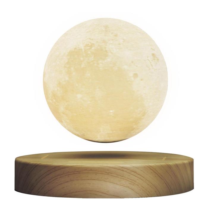 Magnetic Levitating Floating Moon Light Lamp 3D Printing Lamp Desktop Lamp Night Light Diameter 10cm / 3.9inch with Base TouchSwitch for Home Office Desk Decoration Children Friends Special Gift 100-240V