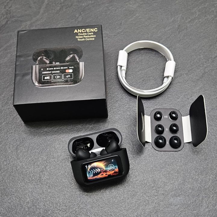 Airpods%20A9%20Pro%20Touch%20Screen%20Display%20with%20ANC%20ENC%20TWS%20Earbuds%20-%20Black%20-%20Image%203