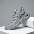 Men's shoes, mesh breathable running shoes, men's trendy casual soft-soled fly-knit shoes, spring and autumn versatile sports men's fashion shoes. 