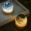 3D Planet Crystal Ball LED Night Light Moon Galaxy USB Night Light Bedroom Bedside Atmosphere Table Decoration Lamp.