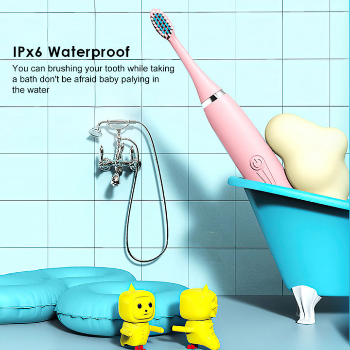 HEGRUS%20Electric%20Toothbrush%20Sonic%20Children's%20Electric%20Toothbrush%20Kids%203%20To%2012%20Years%20Old%20Cleaning%20Care%20Oral%20Bacteria%20Soft%20Hair%20Small%20Brush%20Head%206%20Replacement%20Brush%20Heads%20USB%20Charging%20Low%20Noise%20-%20Image%205