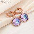 S Z DESIGN New Fashion Colorful Square Crystal Dangle Earrings For Women Wedding Jewelry Gift 585 Rose Gold Color Eardrop. 