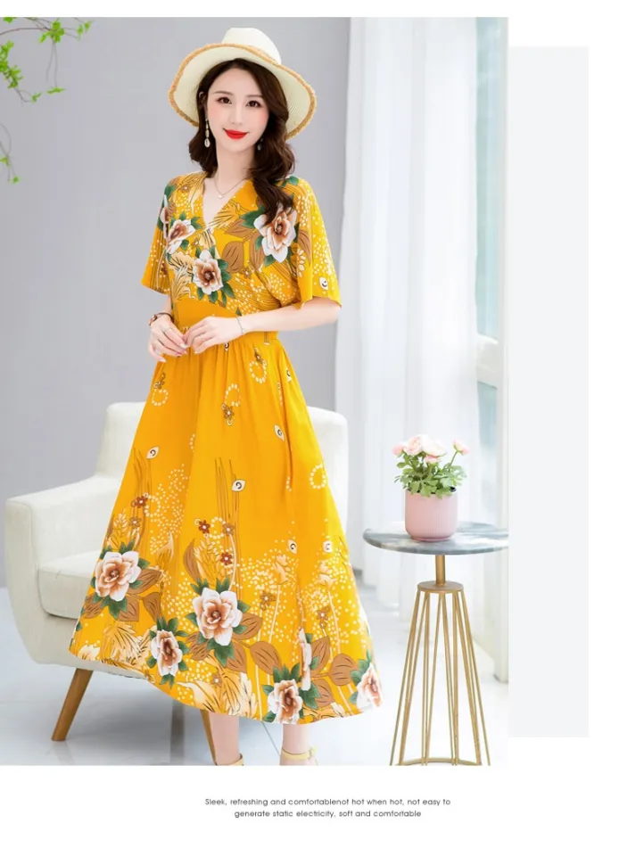 Summer Dresses New Hot Casual Print Dresses Women Cotton Vintage Dress  Vestidos Plus Size Short Sleeve