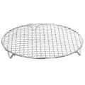 2X 304 Stainless Multipurpose Steel Round Grill Net with Foot Barbecue Rack Steam Baking Rack Camping Outdoor BBQ Meshes. 
