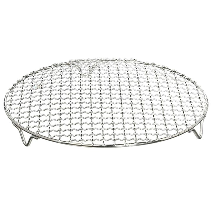 2X%20304%20Stainless%20Multipurpose%20Steel%20Round%20Grill%20Net%20with%20Foot%20Barbecue%20Rack%20Steam%20Baking%20Rack%20Camping%20Outdoor%20BBQ%20Meshes%20-%20Image%203