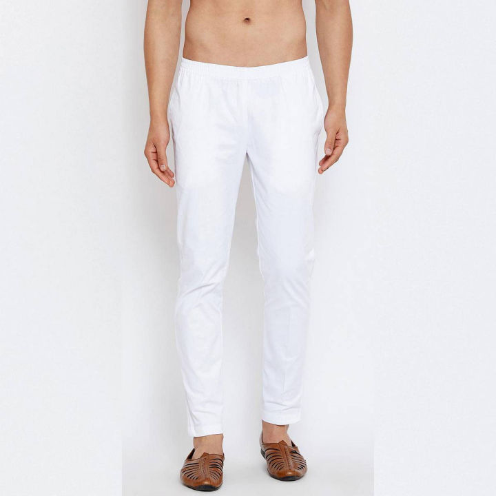 Stylish White Color Narrow Pant Pajama  For Men